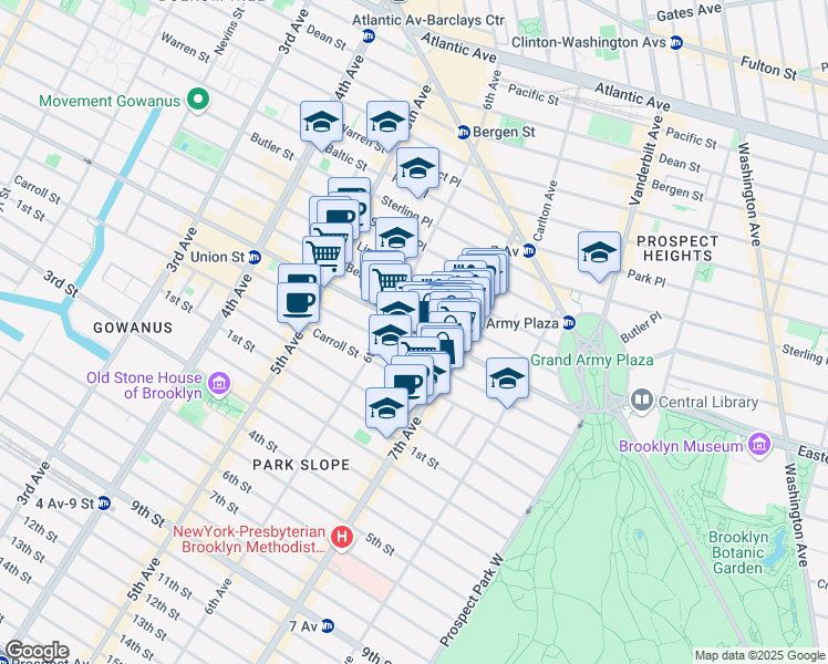 map of restaurants, bars, coffee shops, grocery stores, and more near 774 Union Street in Brooklyn