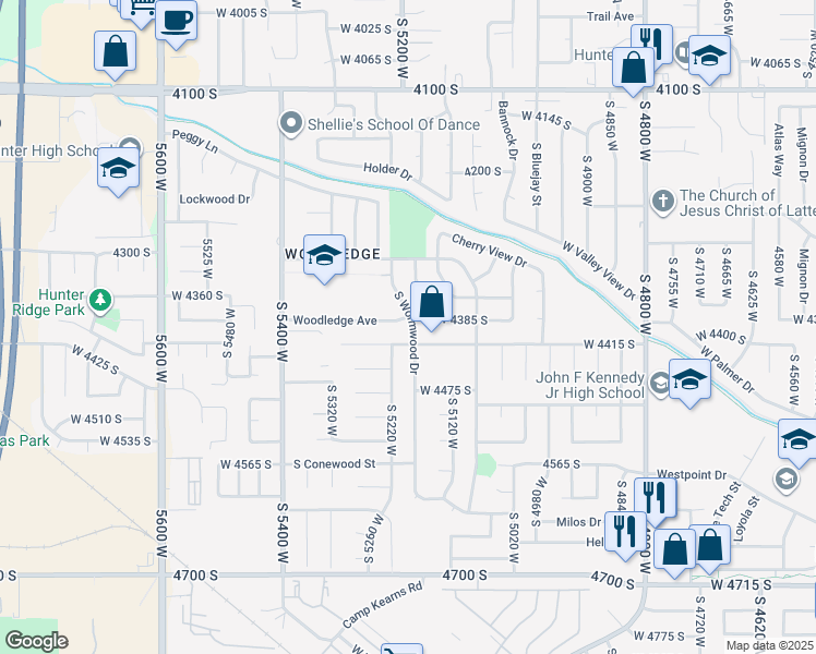 map of restaurants, bars, coffee shops, grocery stores, and more near 4402 South Wormwood Drive in West Valley City