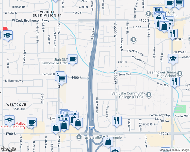 map of restaurants, bars, coffee shops, grocery stores, and more near 2343 Josie Lane in Taylorsville