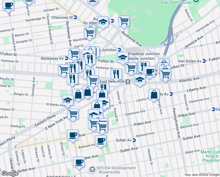 map of restaurants, bars, coffee shops, grocery stores, and more near 2435 Pacific Street in Brooklyn