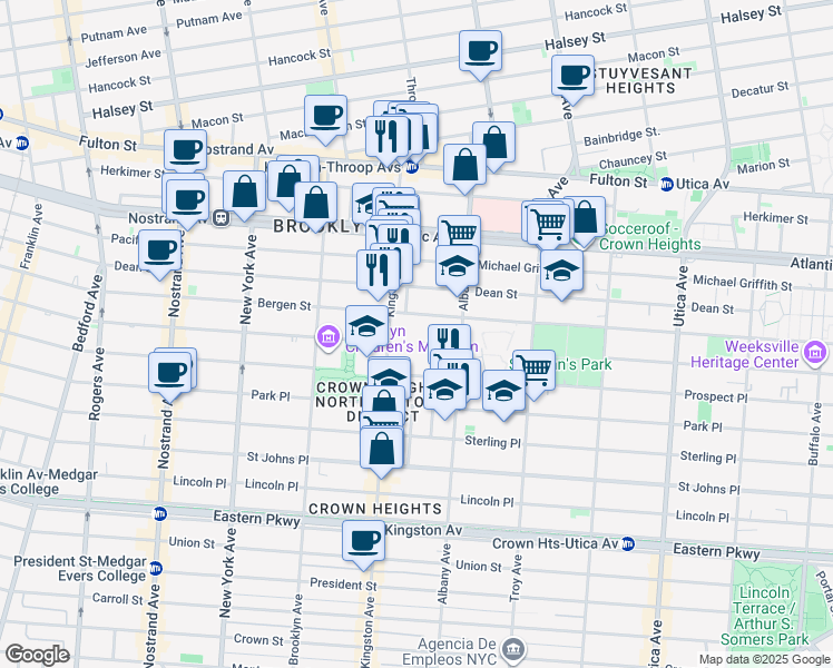 map of restaurants, bars, coffee shops, grocery stores, and more near in Brooklyn