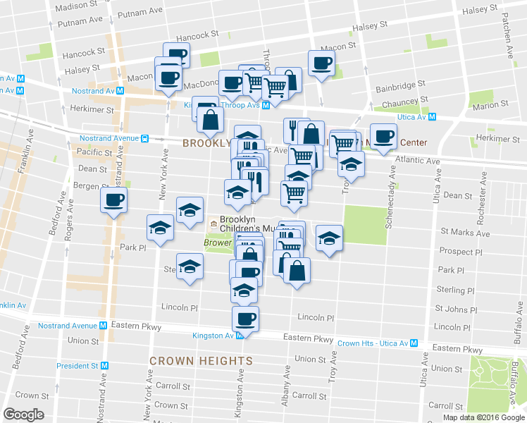 map of restaurants, bars, coffee shops, grocery stores, and more near in Brooklyn