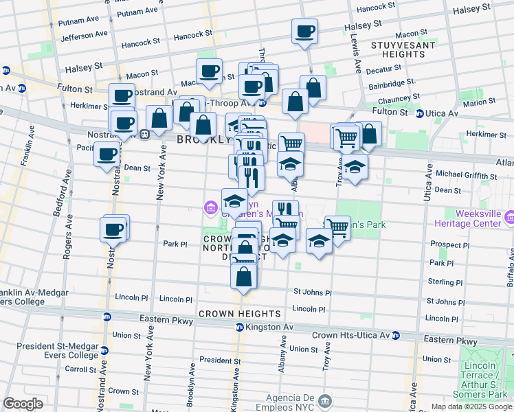 map of restaurants, bars, coffee shops, grocery stores, and more near in Brooklyn