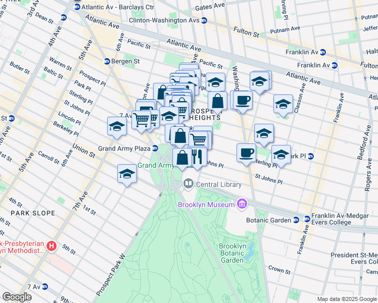 map of restaurants, bars, coffee shops, grocery stores, and more near 26 Butler Place in Brooklyn