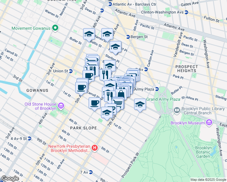 map of restaurants, bars, coffee shops, grocery stores, and more near 772 Union Street in Brooklyn