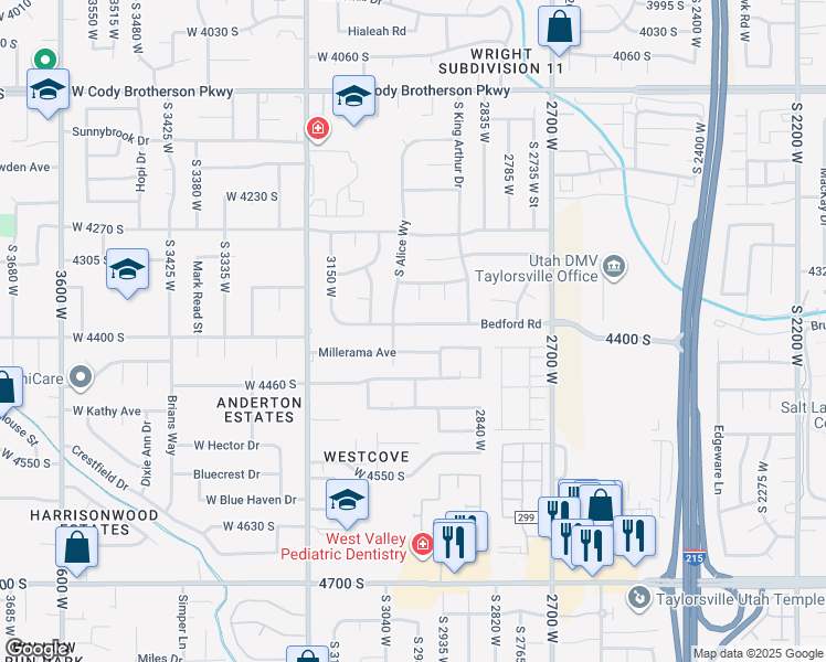 map of restaurants, bars, coffee shops, grocery stores, and more near 2985 Bedford Road in Salt Lake City