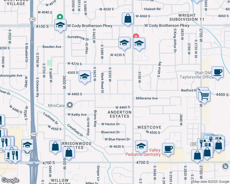 map of restaurants, bars, coffee shops, grocery stores, and more near 4392 South Hawarden Drive in Salt Lake City