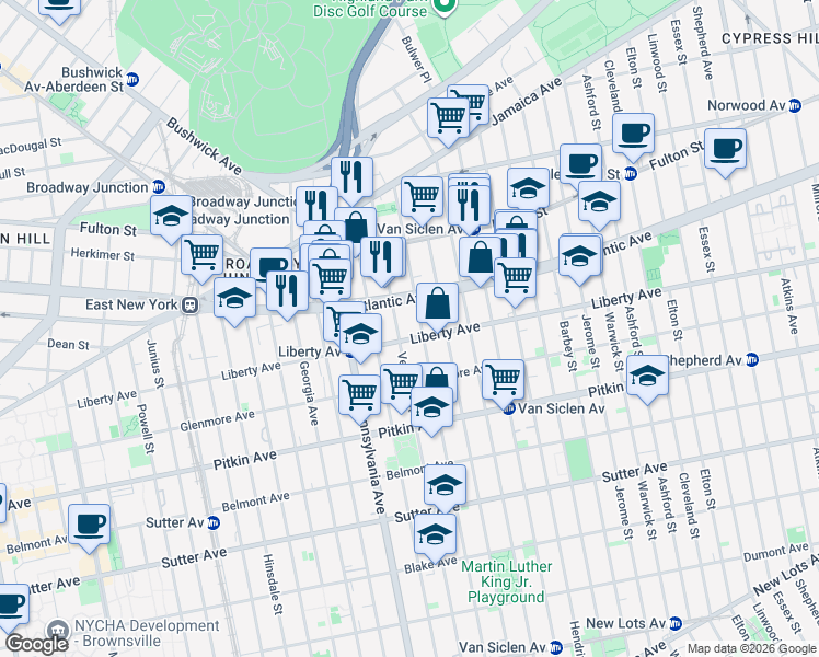 map of restaurants, bars, coffee shops, grocery stores, and more near 179 Vermont Street in Brooklyn