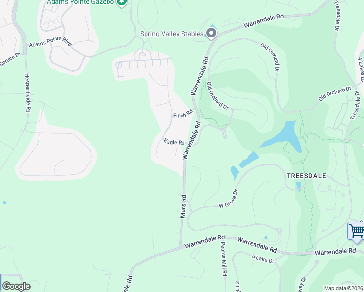 map of restaurants, bars, coffee shops, grocery stores, and more near 7007 Eagle Road in Gibsonia