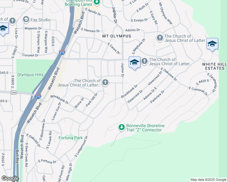 map of restaurants, bars, coffee shops, grocery stores, and more near 4436 Crest Oak Drive in Salt Lake City