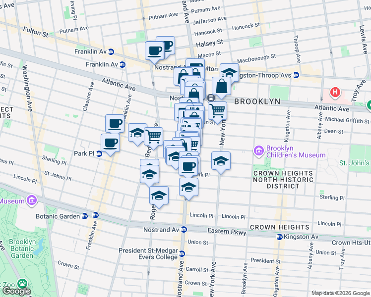 map of restaurants, bars, coffee shops, grocery stores, and more near 700 Saint Marks Avenue in Brooklyn