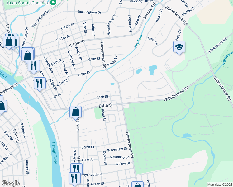 map of restaurants, bars, coffee shops, grocery stores, and more near 540 Howertown Road in Northampton