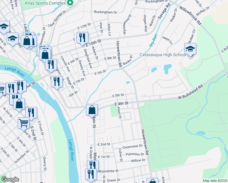 map of restaurants, bars, coffee shops, grocery stores, and more near 397 Anthony Drive in Northampton