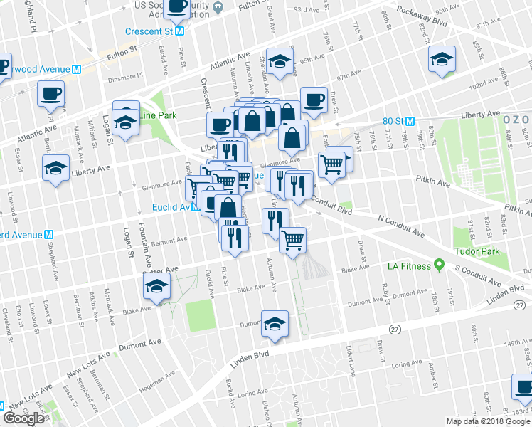 map of restaurants, bars, coffee shops, grocery stores, and more near 560 Lincoln Avenue in Brooklyn