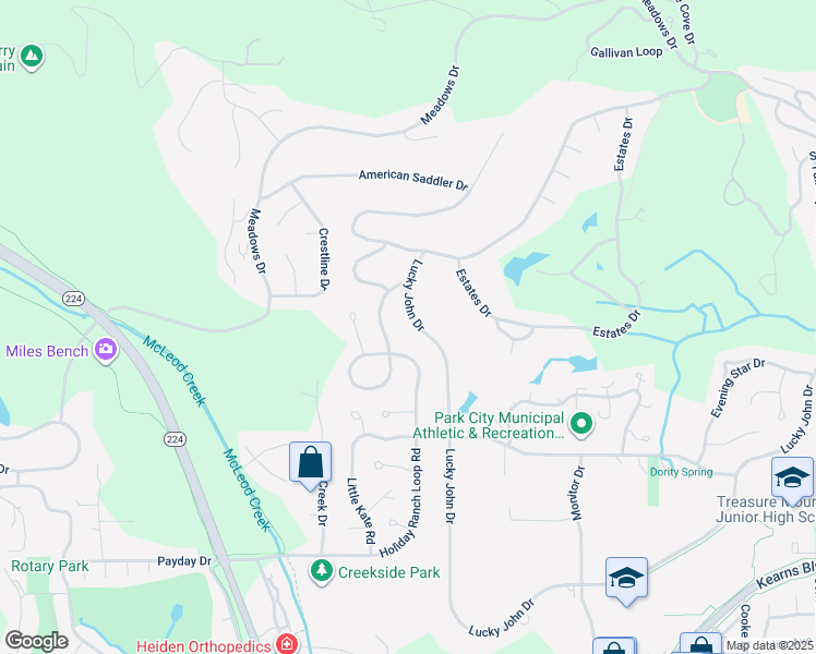 map of restaurants, bars, coffee shops, grocery stores, and more near 2867 Lucky John Drive in Park City
