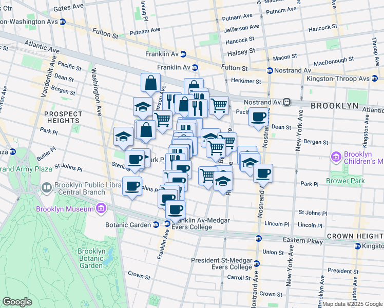 map of restaurants, bars, coffee shops, grocery stores, and more near in Brooklyn