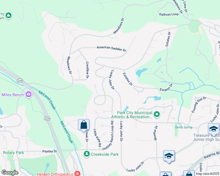 map of restaurants, bars, coffee shops, grocery stores, and more near 2867 Lucky John Drive in Park City