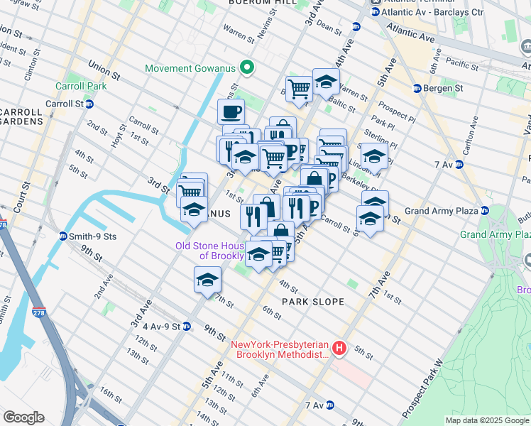 map of restaurants, bars, coffee shops, grocery stores, and more near in Brooklyn