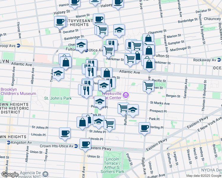 map of restaurants, bars, coffee shops, grocery stores, and more near 154 Kingsborough 1st Walk in Brooklyn