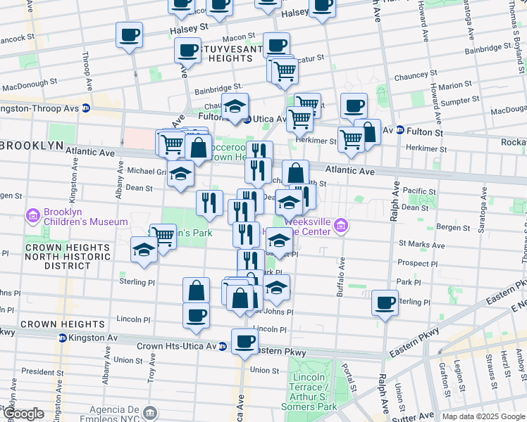 map of restaurants, bars, coffee shops, grocery stores, and more near in Brooklyn