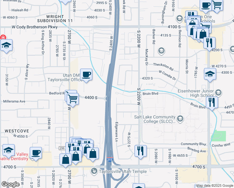 map of restaurants, bars, coffee shops, grocery stores, and more near 2326 West MacKay Lane in Salt Lake City