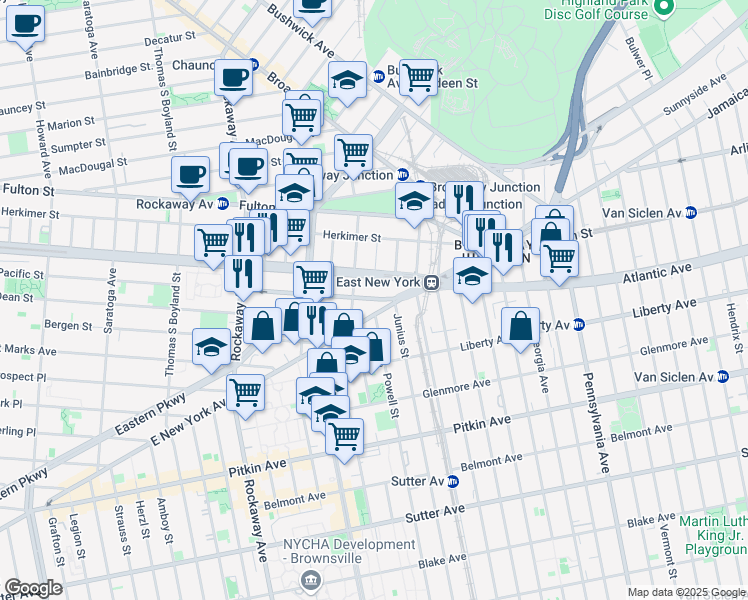 map of restaurants, bars, coffee shops, grocery stores, and more near 2435 Pacific Street in Brooklyn