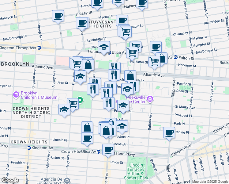 map of restaurants, bars, coffee shops, grocery stores, and more near in Brooklyn