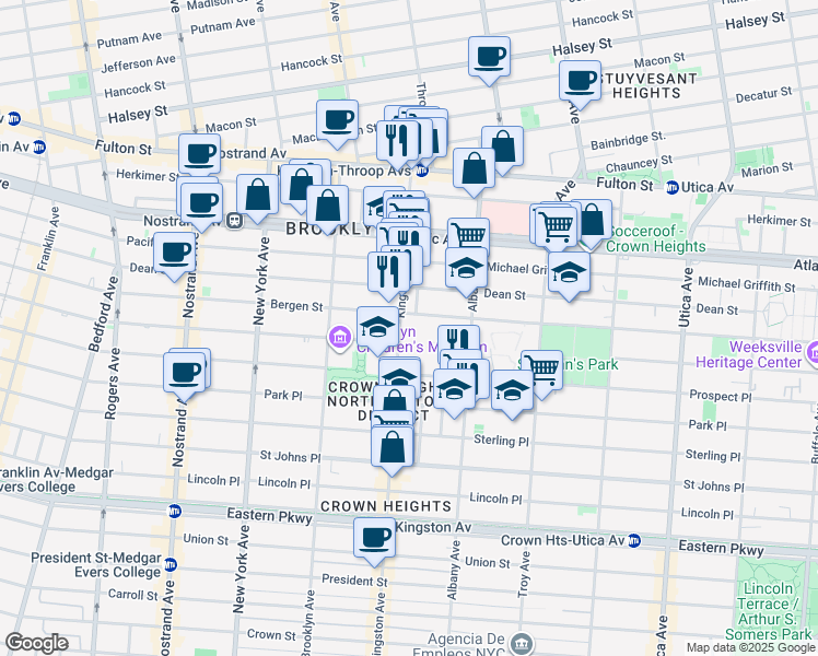 map of restaurants, bars, coffee shops, grocery stores, and more near in Brooklyn