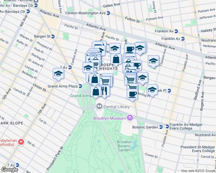 map of restaurants, bars, coffee shops, grocery stores, and more near in Brooklyn