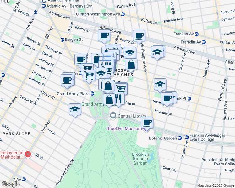 map of restaurants, bars, coffee shops, grocery stores, and more near 31 Butler Place in Brooklyn