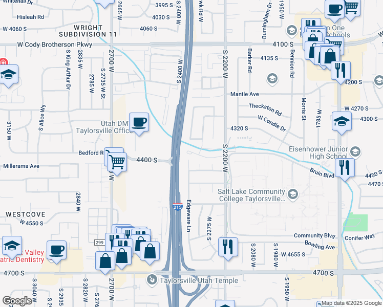 map of restaurants, bars, coffee shops, grocery stores, and more near 2274 West MacKay Lane in Salt Lake City