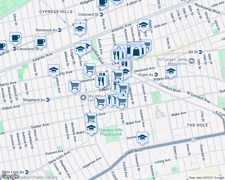 map of restaurants, bars, coffee shops, grocery stores, and more near in Brooklyn