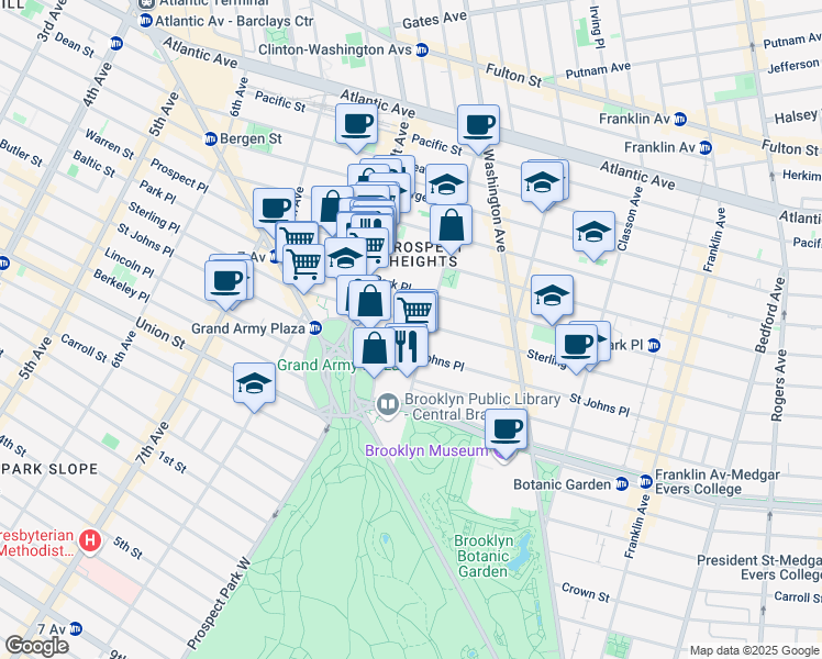 map of restaurants, bars, coffee shops, grocery stores, and more near 31 Butler Place in Brooklyn