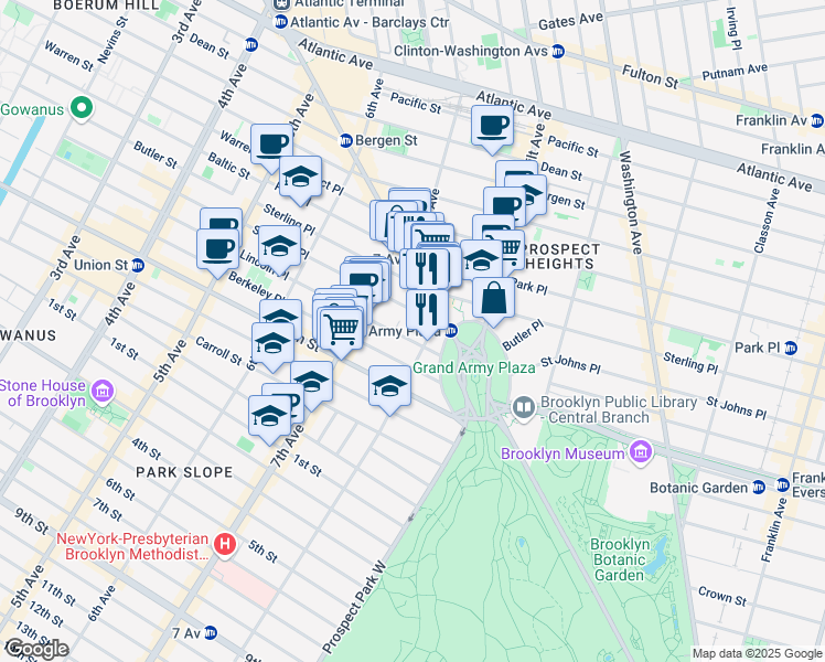 map of restaurants, bars, coffee shops, grocery stores, and more near 235 Lincoln Place in Brooklyn