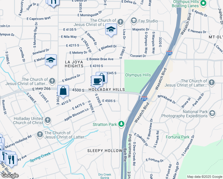map of restaurants, bars, coffee shops, grocery stores, and more near 4426 South 3035 East in Salt Lake City