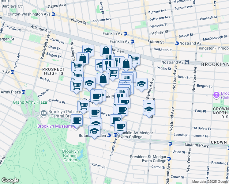 map of restaurants, bars, coffee shops, grocery stores, and more near 528 Prospect Place in Brooklyn