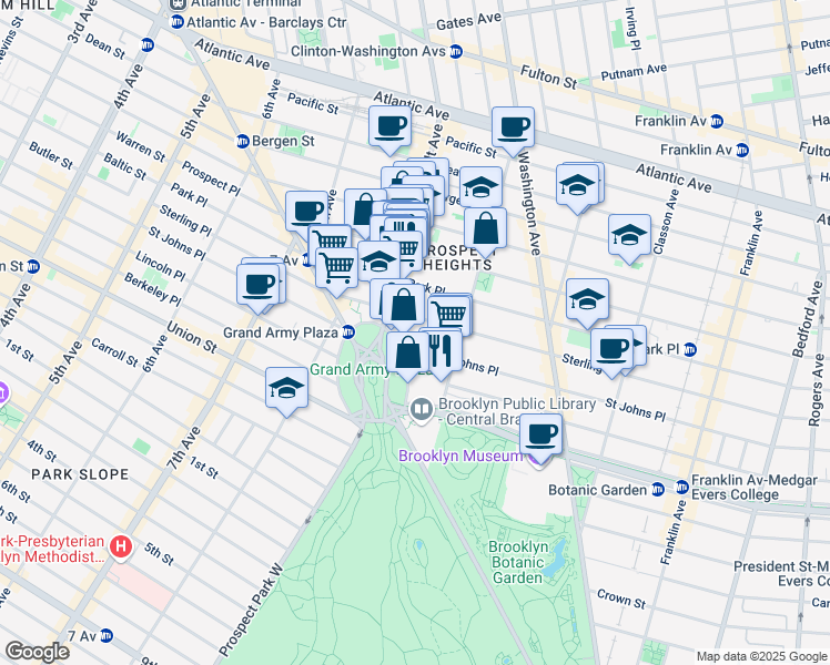 map of restaurants, bars, coffee shops, grocery stores, and more near 31 Butler Place in Brooklyn