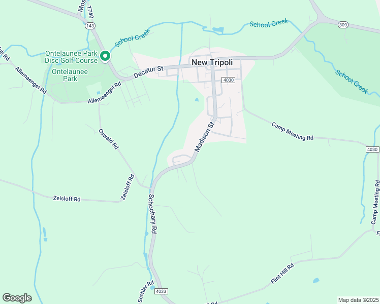 map of restaurants, bars, coffee shops, grocery stores, and more near 7417 Falcon Street in New Tripoli