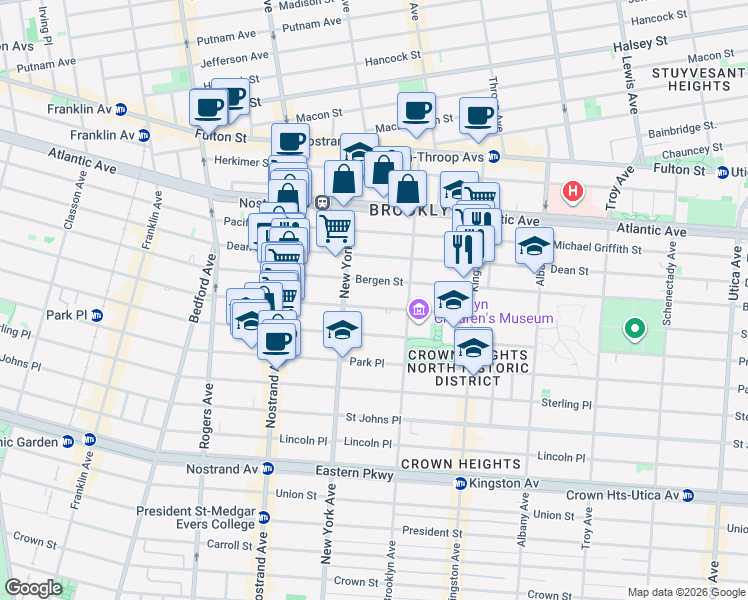 map of restaurants, bars, coffee shops, grocery stores, and more near 787 Saint Marks Avenue in Brooklyn