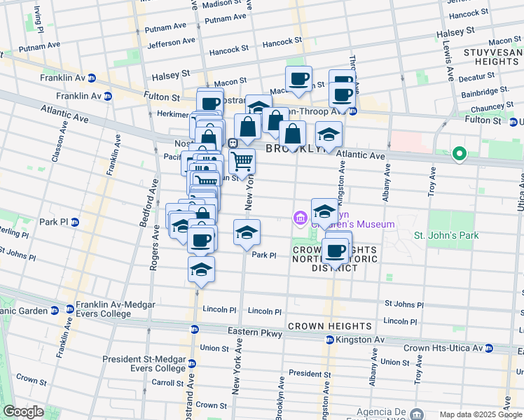 map of restaurants, bars, coffee shops, grocery stores, and more near 777 St Marks Ave in Brooklyn