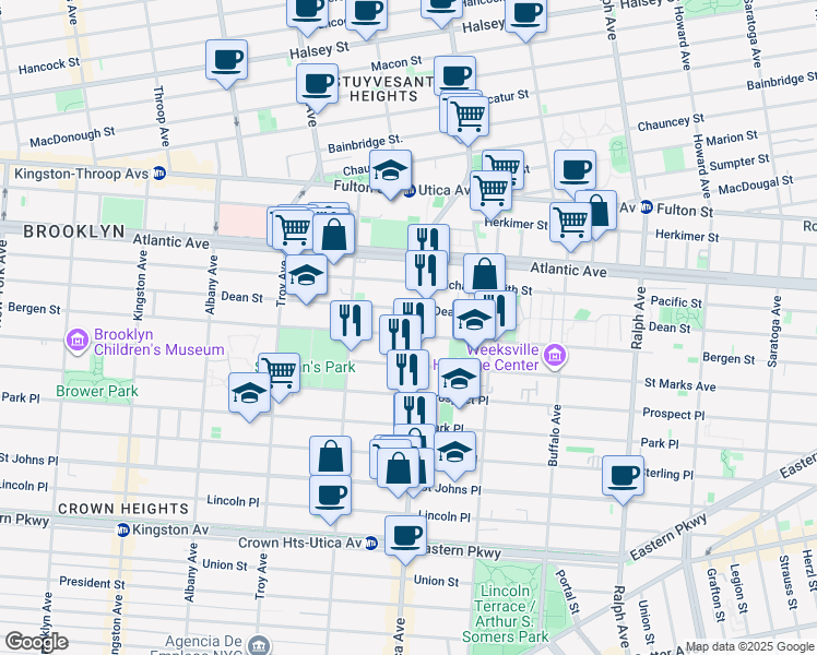 map of restaurants, bars, coffee shops, grocery stores, and more near in Brooklyn