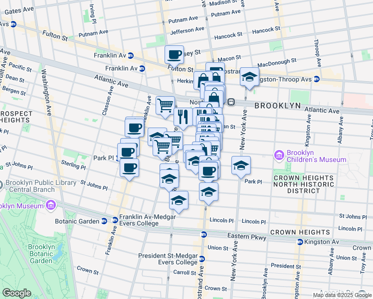 map of restaurants, bars, coffee shops, grocery stores, and more near 653 Saint Marks Avenue in Brooklyn