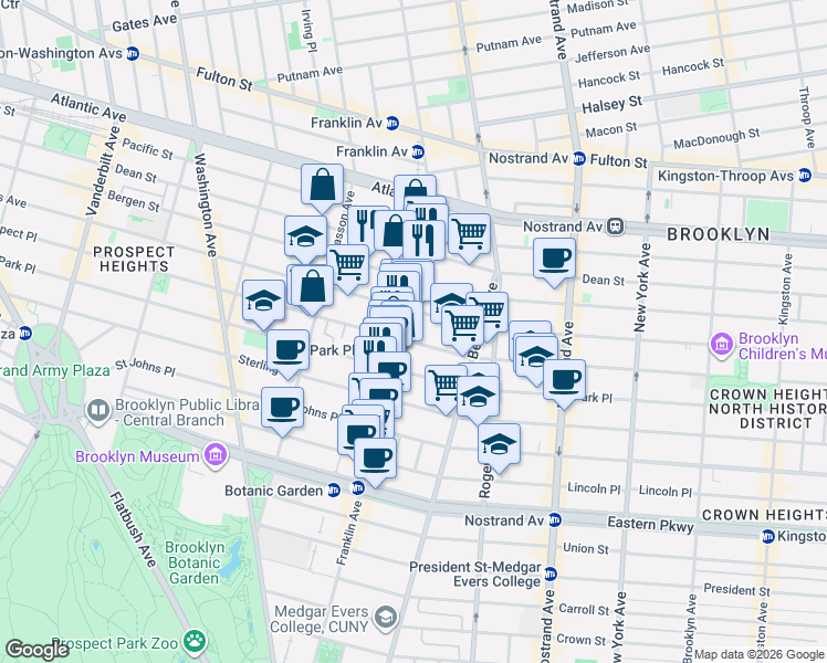 map of restaurants, bars, coffee shops, grocery stores, and more near in Brooklyn