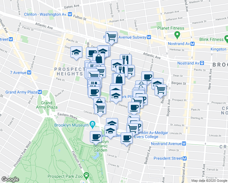 map of restaurants, bars, coffee shops, grocery stores, and more near 482 Prospect Place in Brooklyn