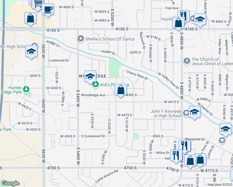 map of restaurants, bars, coffee shops, grocery stores, and more near 4393 South Wormwood Drive in Salt Lake City