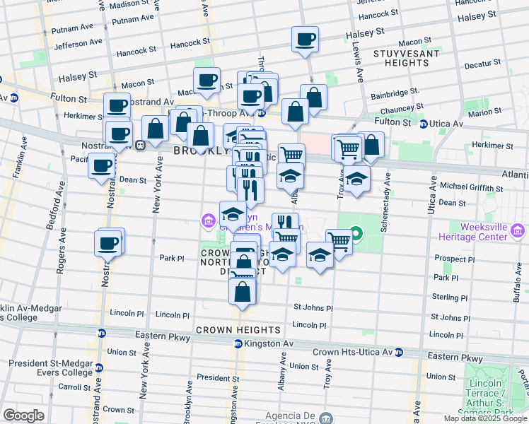 map of restaurants, bars, coffee shops, grocery stores, and more near in Brooklyn