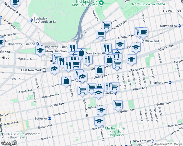 map of restaurants, bars, coffee shops, grocery stores, and more near 179 Vermont Street in Brooklyn