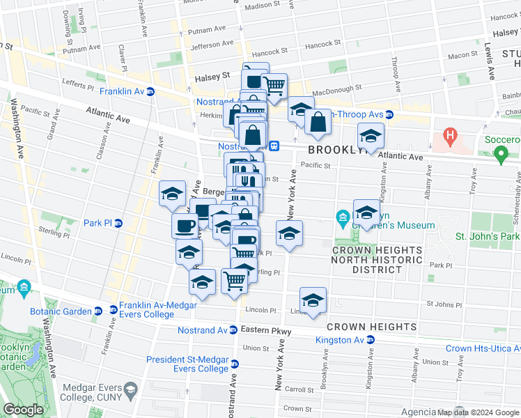 map of restaurants, bars, coffee shops, grocery stores, and more near 715 Saint Marks Avenue in Brooklyn