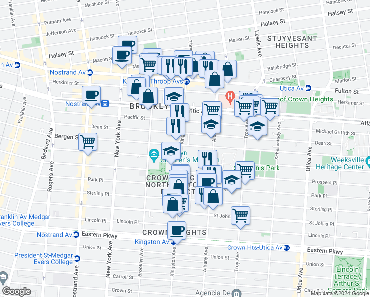 map of restaurants, bars, coffee shops, grocery stores, and more near in Brooklyn
