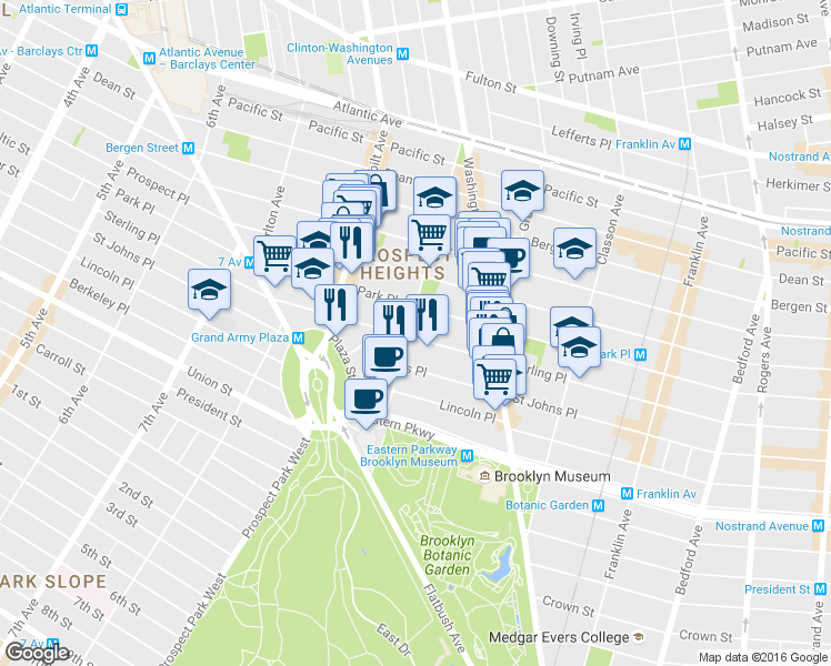 map of restaurants, bars, coffee shops, grocery stores, and more near in Brooklyn